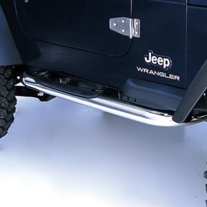 Jeep Wrangler TJ Side Steps - Rugged Ridge - 3-Inch Round Stainless - `97-`06 Jeep Wrangler TJ Side Steps - Rugged Ridge - 3-Inch Round Stainless - `97-`06